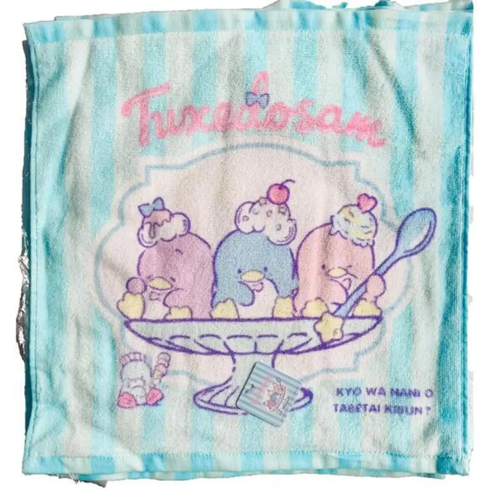 Sanrio Tuxedo Sam Face Hand Towel Washcloth Japan Import 14” Kawaii Penguins